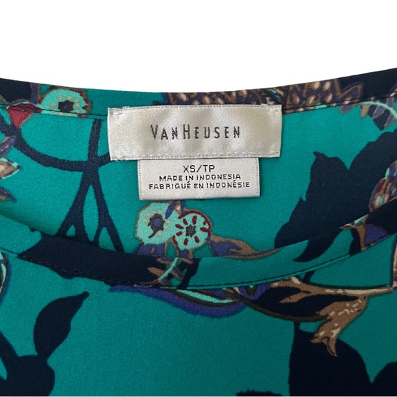 Van Heusen XS Turquoise Floral Top - Picture 3 of 4